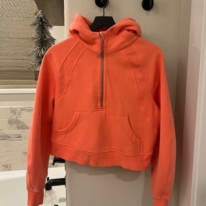 EUC Raspberry Cream Scuba Oversized Half Zip Hoodie XS/S